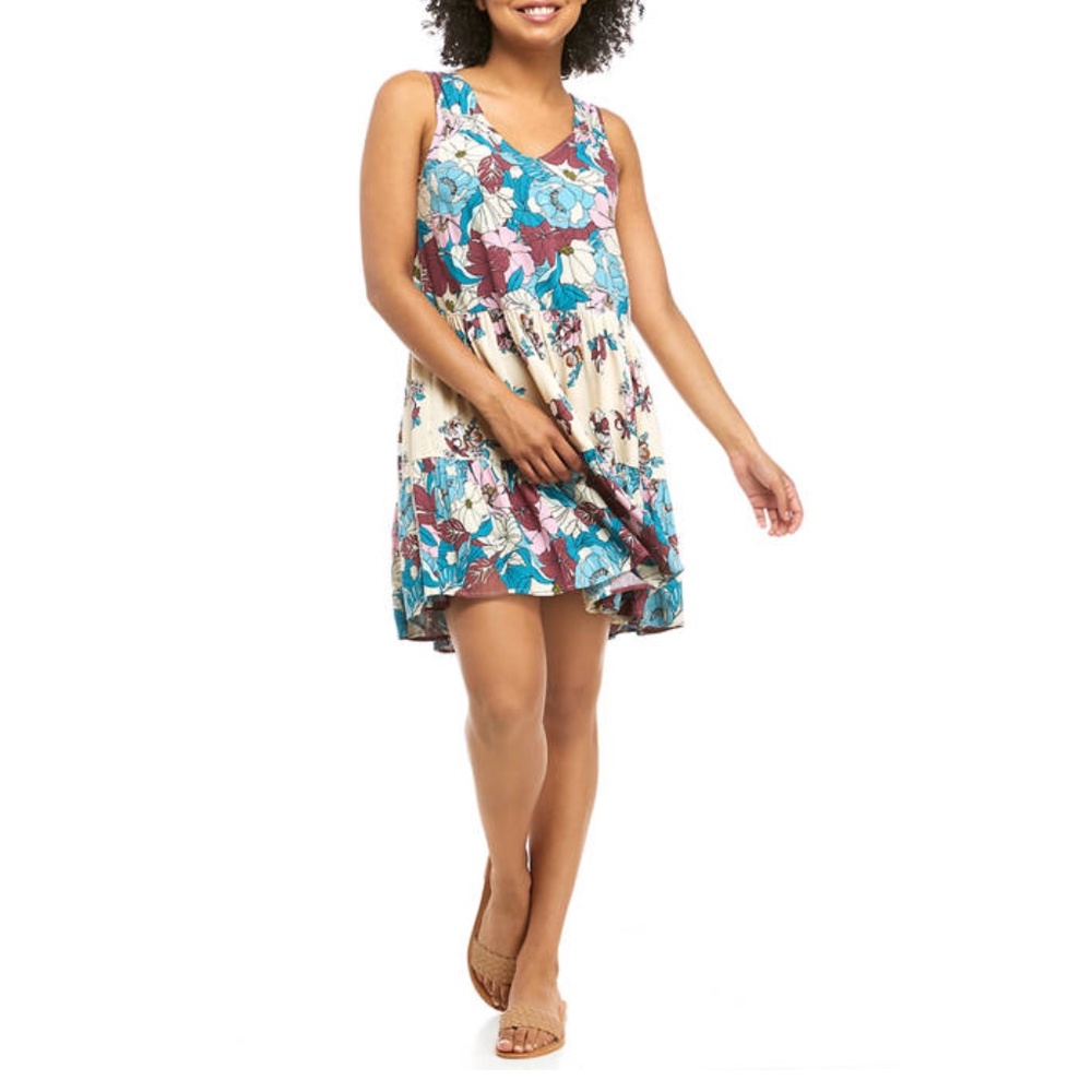 NWT True Craft Sleeveless Tiered Floral Casual Boho Dress